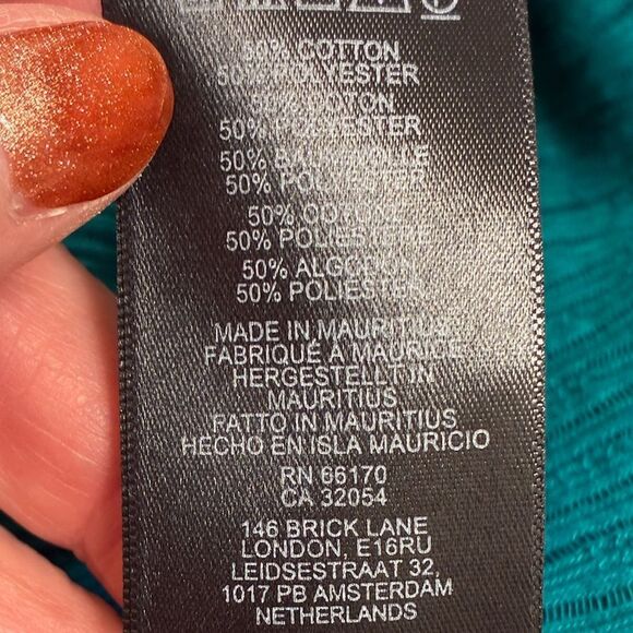 ANTHROPOLOGIE PILCRO Long Sleeve Ribbed Top Teal Top Women’s Size Small - Picture 5 of 5